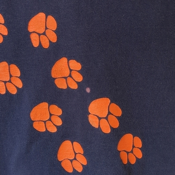 Russell 90's Vintage Making Tracks Paw Prints Short Sleeve Crewneck Tee Navy L - Picture 8 of 12
